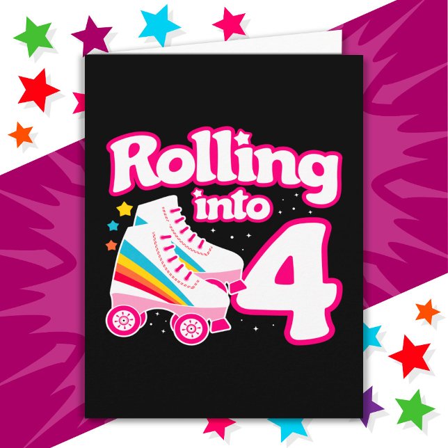 4th Birthday Roller Skating 4 Years Old Skate Card (Creator Uploaded)