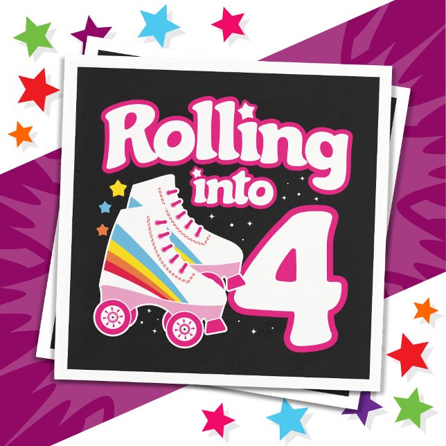 4th Birthday Roller Skating 4 Years Old Skate Napkin (Creator Uploaded)
