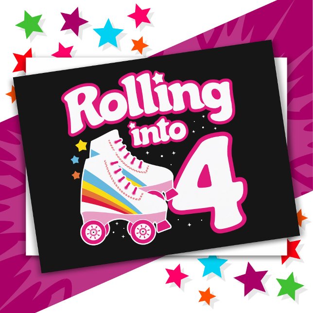 4th Birthday Roller Skating 4 Years Old Skate Postcard (Creator Uploaded)