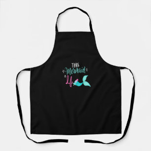4th Birthday Shirt Mermaid Girl Party Cute THIS ME Apron