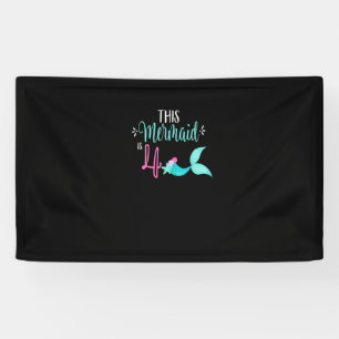 4th Birthday Shirt Mermaid Girl Party Cute THIS ME Banner