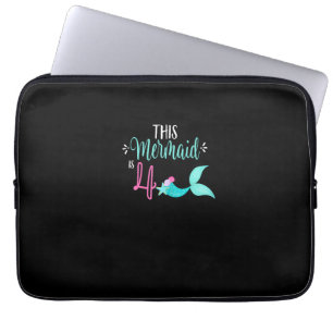 4th Birthday Shirt Mermaid Girl Party Cute THIS ME Laptop Sleeve