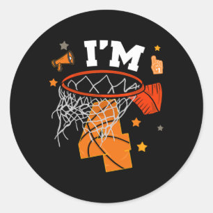 4th Birthday Sketll Boy 4 Yr Old Four Years Bday  Classic Round Sticker