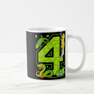 4th Birthday Snake Lizard Reptile 4 Year Old Party Coffee Mug