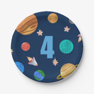 4th Birthday Solar System Planets Paper Plate