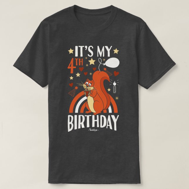 4th Birthday Squirrel T-Shirt (Design Front)