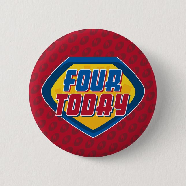 4th Birthday Superhero Button Badge (Front)