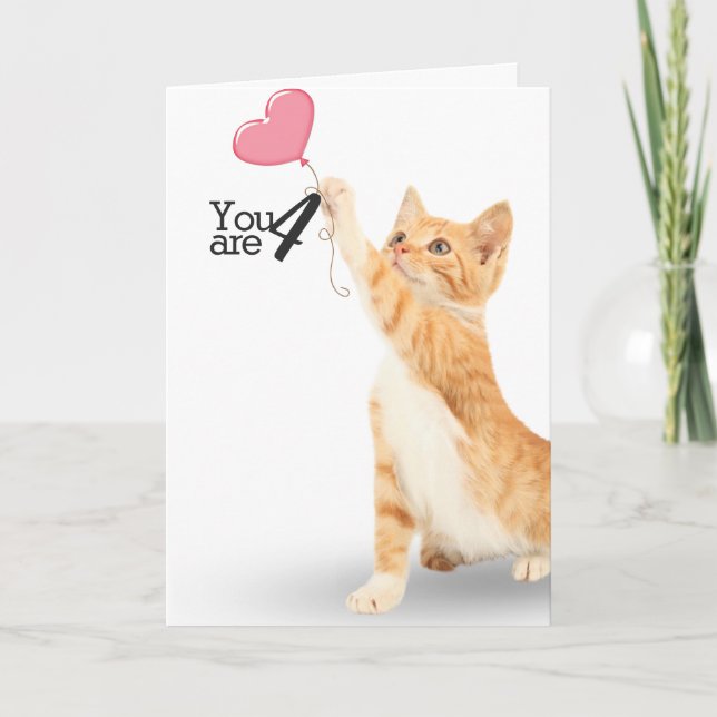4th birthday tabby cat card (Front)