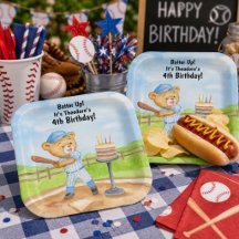 4th Birthday Tee Ball Teddy Bear Baseball