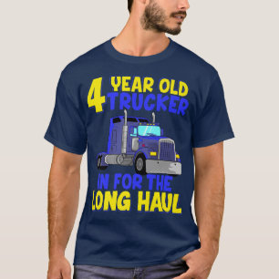 4th Birthday Truck Trucker Kids Truck Driver Boys T-Shirt