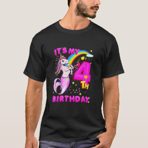 4th Birthday Unicorn Mermicorn Mermaid For Girls T-Shirt
