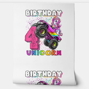 4th Birthday Unicorn Monster Truck Birthday Party  Wallpaper