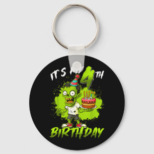 4th Birthday Zombie 4 Years Old Happy Halloween Key Ring