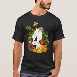 4th Birthday Zoo Jungle Safari 4 Years Old Birthda T-Shirt