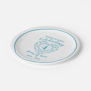 4th blue topaz wedding anniversary party plates