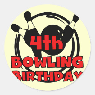 4th Bowling Birthday Tshirts and Gifts Classic Round Sticker