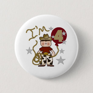 4th Cowboy Birthday 6 Cm Round Badge