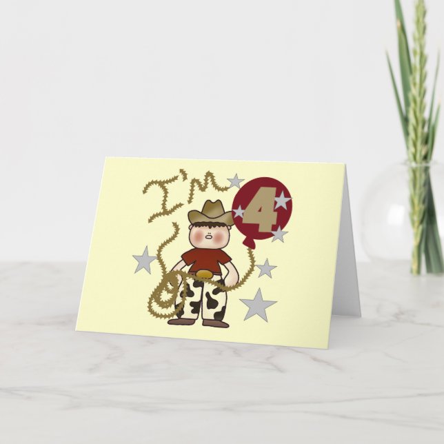 4th Cowboy Birthday Tshirts and Gifts Card (Front)