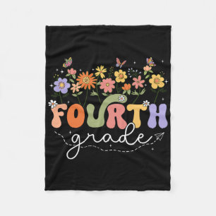 4th Fourth Grade Teacher Wildflower Back To School Fleece Blanket