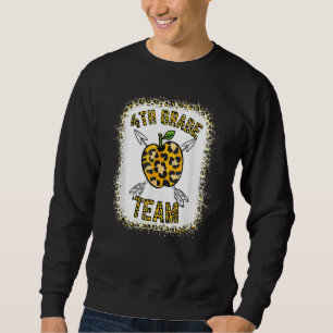 4th Fourth Grade Team Leopard Teacher Student Back Sweatshirt
