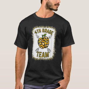 4th Fourth Grade Team Leopard Teacher Student Back T-Shirt