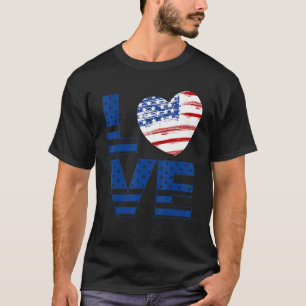 4th Fourth Of July Patriotic Love Us Flag Heart In T-Shirt
