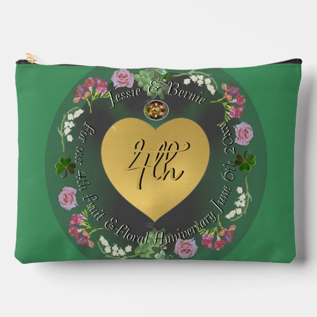 4th Fruit & Floral Wedding Anniversary Accessory Pouch (Front)