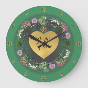 4th Fruit & Floral Wedding Anniversary+Photo Large Clock