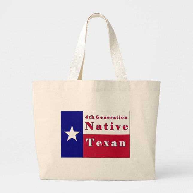 4th Generation Native Texan Flag Large Tote Bag (Front)