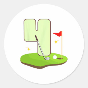 4th Golf Birthday Golfer 4 Years Old Bday Party Ki Classic Round Sticker