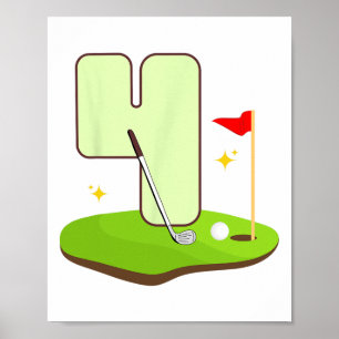 4th Golf Birthday Golfer 4 Years Old Bday Party Ki Poster