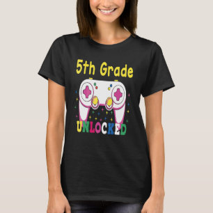 4th Grade Achieved 5th Grade Unlocked Retro Colorf T-Shirt