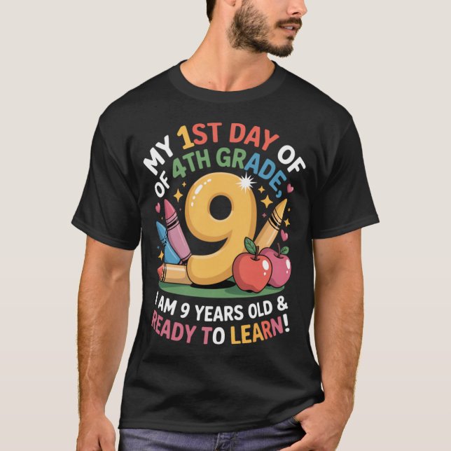 4th Grade Back to First Day of School  Boys Girl v T-Shirt (Front)
