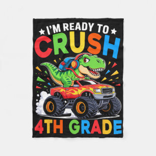 4th Grade Back To School Dinosaur T Rex Monster Tr Fleece Blanket