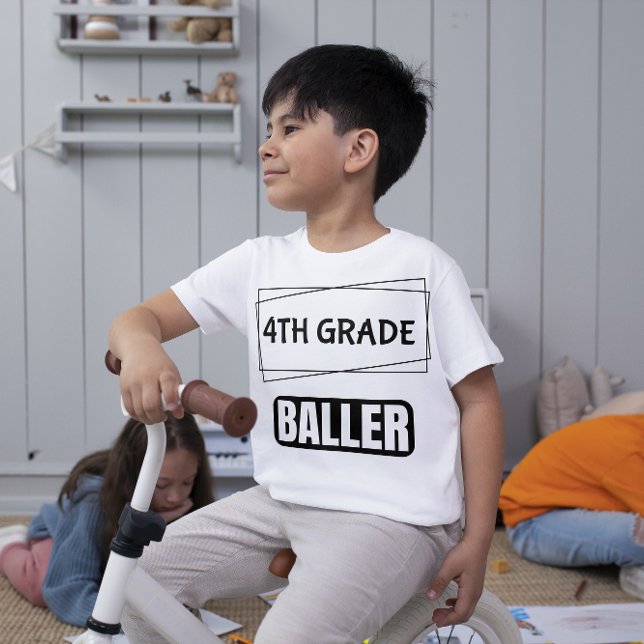 4th grade baller-funny 4th grader school kid white T-Shirt (Creator Uploaded)