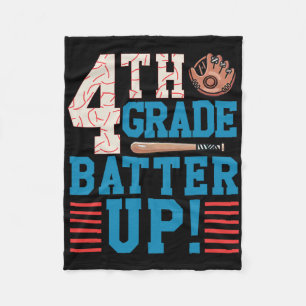 4th Grade Batter Up Back To School For Baseball Pl Fleece Blanket