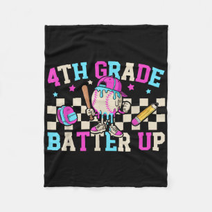 4th Grade Batter Up Baseball Drip Teacher Back To  Fleece Blanket