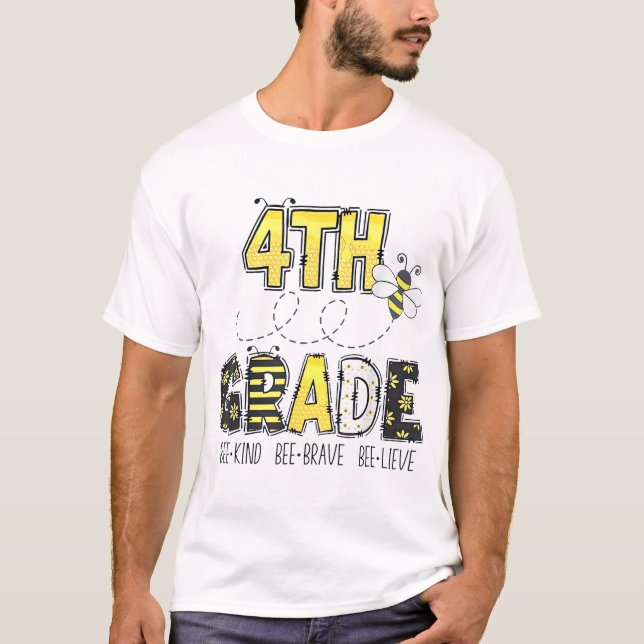  4Th Grade Bee Theme Back To School For Kids  T-Shirt (Front)