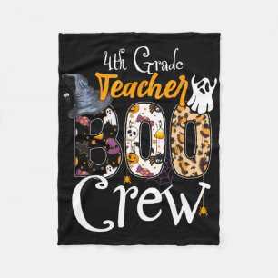 4th Grade Boo Crew Witch Hat Fall Halloween Costum Fleece Blanket