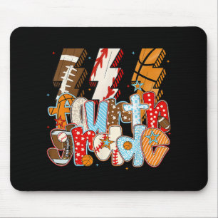 4th Grade Boys Lightning Bolt Football Baseball Ba Mouse Pad