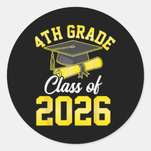 4th Grade Cl Of 2026 Graduation School Graduate Classic Round Sticker