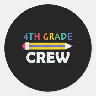 4th Grade Crew Cute Back To School Classic Round Sticker