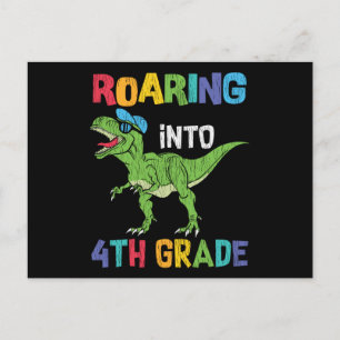4th Grade Dinosaur First Day School Student Gift Postcard