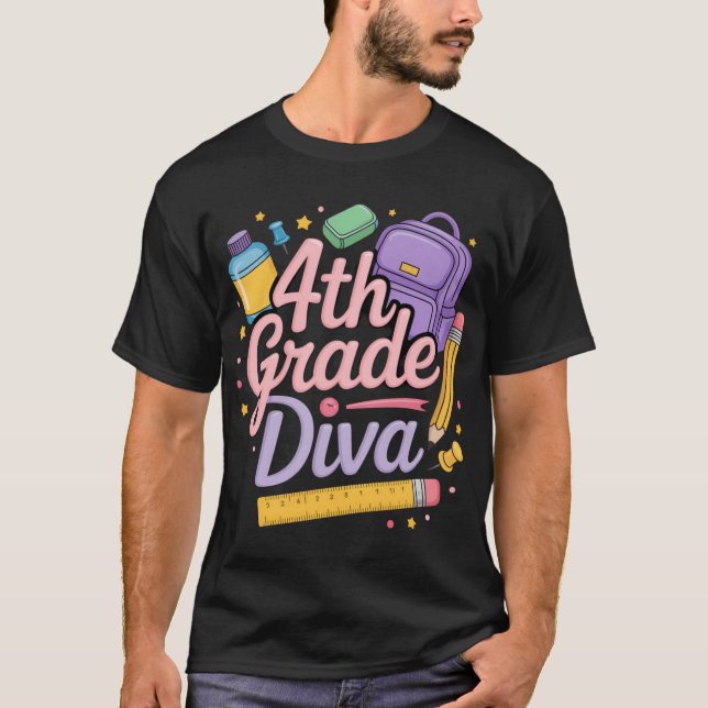 4th Grade Diva  First Day of School Girl Clothes G T-Shirt (Front)
