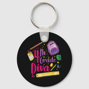 4th Grade Diva First Day Of School Girl Clothes Gi Key Ring