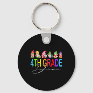 4th Grade Diva Gnomes Back To School Key Ring
