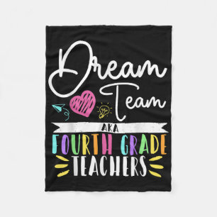 4th Grade Dream-team Aka Fourth Grade Teacher Back Fleece Blanket