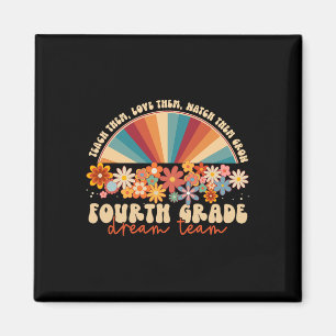 4th Grade Dream Team Groovy Rainbow Back To School Magnet