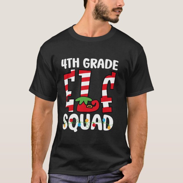4th Grade Elf Squad Teacher Student Matching Chris T-Shirt (Front)