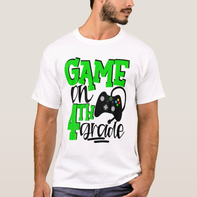 4Th Grade Gamer Video Games 1St Day School Green T-Shirt (Front)